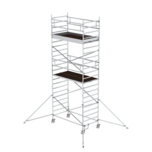 Günzburger Steigtechnik Rollgerüst 1,35 x 2,45 m mit Ausleger & Doppel-Plattform Plattformhöhe 5,59 m