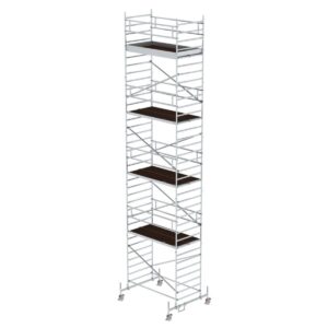 Günzburger Steigtechnik Rollgerüst 1,35 x 2,45 m mit Fahrbalken & Doppel-Plattform Plattformhöhe 9,70 m