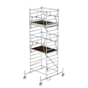 Günzburger Steigtechnik Rollgerüst SG 1,35 x 1,80 m mit Fahrbalken & Doppel-Plattform Plattformhöhe 4,66 m
