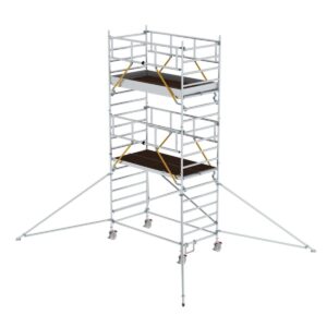Günzburger Steigtechnik Rollgerüst SG 1,35 x 2,45 m mit Ausleger & Doppel-Plattform Plattformhöhe 4,47 m