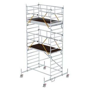 Günzburger Steigtechnik Rollgerüst SG 1,35 x 2,45 m mit Fahrbalken & Doppel-Plattform Plattformhöhe 4,66 m