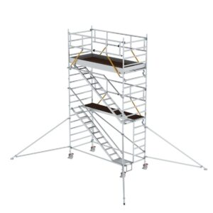 Günzburger Steigtechnik Rollgerüst SG 1,35 x 3,0 m mit Schrägaufstiegen & Ausleger Plattformhöhe 4,47 m