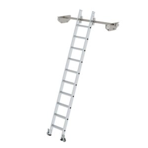 Günzburger Steigtechnik Stufen-Regalleiter fahrbar für Doppelregal 10 Stufen