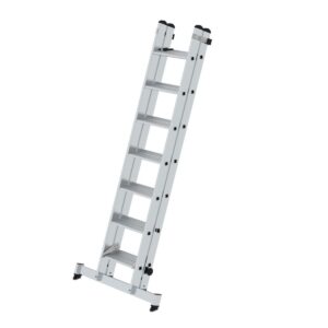 Günzburger Steigtechnik Stufen-Schiebeleiter 2-teilig mit nivello®-Traverse 2x7 Stufen