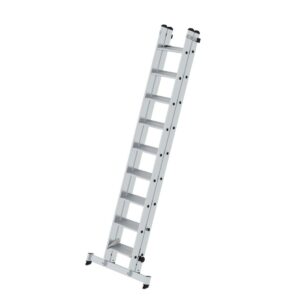 Günzburger Steigtechnik Stufen-Schiebeleiter 2-teilig mit nivello®-Traverse 2x9 Stufen