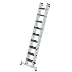 Günzburger Steigtechnik Stufen-Schiebeleiter 2-teilig mit nivello-Traverse und clip-step R13 2x9