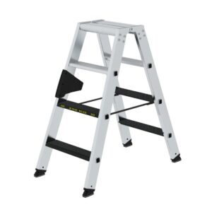 Günzburger Steigtechnik Stufen-Stehleiter 250 kg beidseitig begehbar mit clip-step R13 2x4 Stufen