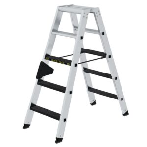 Günzburger Steigtechnik Stufen-Stehleiter 250 kg beidseitig begehbar mit clip-step R13 2x5 Stufen