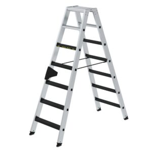 Günzburger Steigtechnik Stufen-Stehleiter 250 kg beidseitig begehbar mit clip-step R13 2x7 Stufen