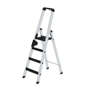 Günzburger Steigtechnik Stufen-Stehleiter 250 kg einseitig begehbar mit clip-step R13 4 Stufen