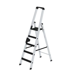 Günzburger Steigtechnik Stufen-Stehleiter 250 kg einseitig begehbar mit clip-step R13 5 Stufen