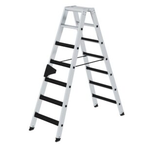 Günzburger Steigtechnik Stufen-Stehleiter beidseitig begehbar mit clip-step 2x7 Stufen
