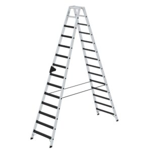Günzburger Steigtechnik Stufen-Stehleiter beidseitig begehbar mit clip-step R13 2x14 Stufen
