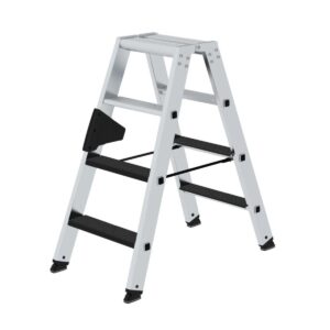 Günzburger Steigtechnik Stufen-Stehleiter beidseitig begehbar mit clip-step R13 2x4 Stufen