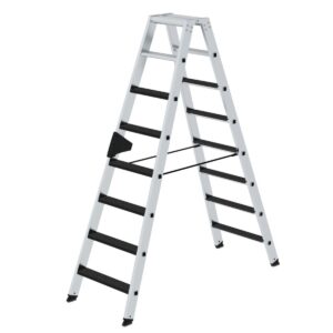 Günzburger Steigtechnik Stufen-Stehleiter beidseitig begehbar mit clip-step R13 2x8 Stufen
