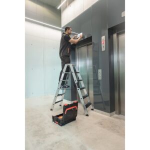 Günzburger Steigtechnik Stufen-Stehleiter beidseitig begehbar mit clip-step relax 2x10 Stufen