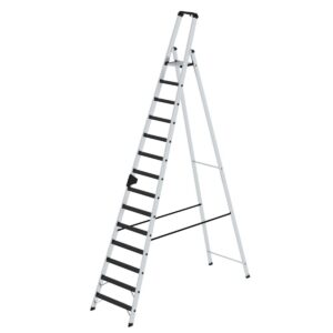 Günzburger Steigtechnik Stufen-Stehleiter einseitig begehbar mit clip-step R13 14 Stufen