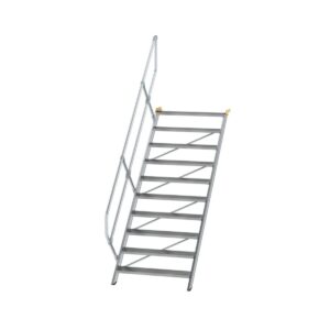 Günzburger Steigtechnik Treppe 45° Stufenbreite 1000 mm 10 Stufen Aluminium geriffelt