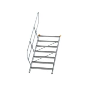 Günzburger Steigtechnik Treppe 45° Stufenbreite 1000 mm 7 Stufen Aluminium geriffelt
