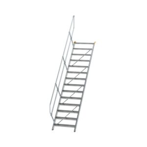 Günzburger Steigtechnik Treppe 45° Stufenbreite 800 mm 14 Stufen Aluminium geriffelt