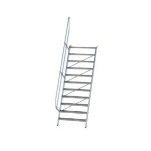 Günzburger Steigtechnik Treppe 60° Stufenbreite 1000 mm 11 Stufen Aluminium geriffelt