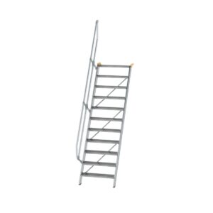 Günzburger Steigtechnik Treppe 60° Stufenbreite 800 mm 11 Stufen Aluminium geriffelt