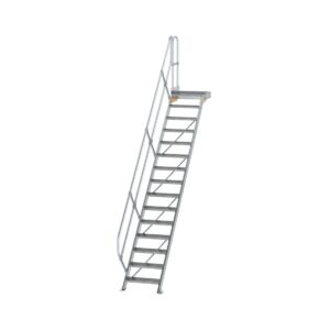 Günzburger Steigtechnik Treppe mit Plattform 45° Stufenbreite 600 mm 15 Stufen Aluminium geriffelt