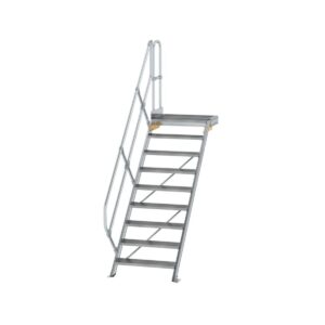 Günzburger Steigtechnik Treppe mit Plattform 45° Stufenbreite 800 mm 9 Stufen Aluminium geriffelt