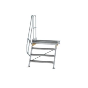 Günzburger Steigtechnik Treppe mit Plattform 60° Stufenbreite 1000 mm 4 Stufen Aluminium geriffelt