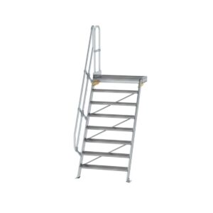 Günzburger Steigtechnik Treppe mit Plattform 60° Stufenbreite 1000 mm 8 Stufen Aluminium geriffelt