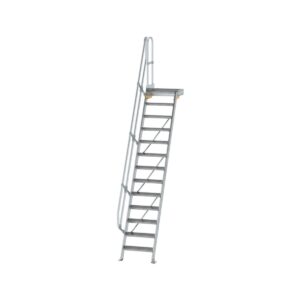Günzburger Steigtechnik Treppe mit Plattform 60° Stufenbreite 600 mm 13 Stufen Aluminium geriffelt