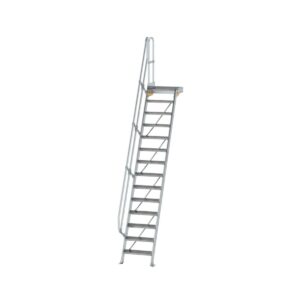 Günzburger Steigtechnik Treppe mit Plattform 60° Stufenbreite 600 mm 14 Stufen Aluminium geriffelt