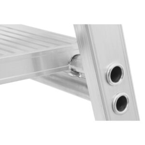 Hymer Stufenstehleiter mit Plattform und Rollen, einseitig begehbar 5 Stufen