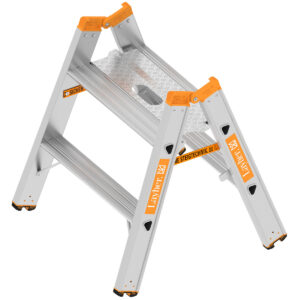 Layher Alu-Schwerlasttritt TOPIC, beidseitig begehbar und klappbar 2 Stufen, Länge 0,65 m