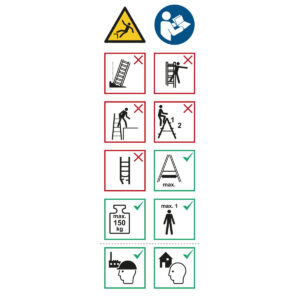 Layher Piktogrammetiketten zum Nachrüsten, für Stehleitern