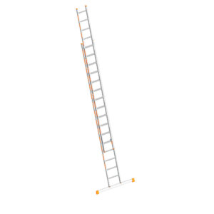 Layher Schiebeleiter TOPIC 16 Sprossen, Aluminiumleiter 2x16 Sprossen, zweiteilig, ausziehbar, Länge 8.25 m