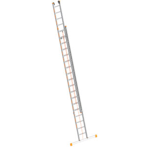 Layher Seilzugleiter TOPIC 18 Sprossen, Aluminiumleiter 2x18 Sprossen, zweiteilig, ausziehbar, Länge 9.30 m