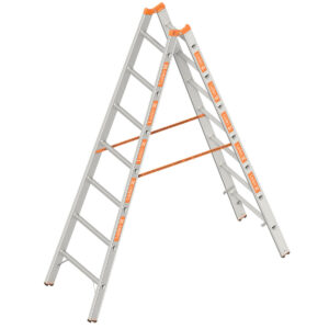 Das richtige Gewächshaus - problemlos und komfortabel 10 Layher Sprossenstehleiter TOPIC 7 Sprossen, Aluminiumleiter 2x7 Sprossen, beidseitig begehbar, klappbar, Länge 2.10 m