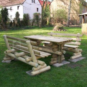 Sitzgruppe Rustikal Halbrundholz 120 - 300 cm