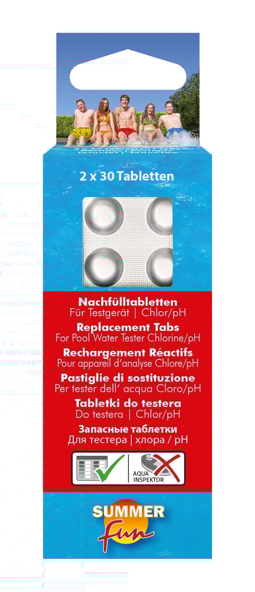 Nachfülltabl. f. Wassertestgerät (Chlormethod.), geblistert