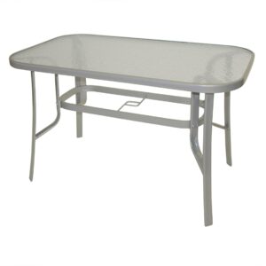 Tisch Stahl/Glas 70x120cm silber