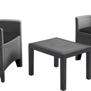 Möbelset Akita, 3-teilig, anthrazit inkl. Kissen