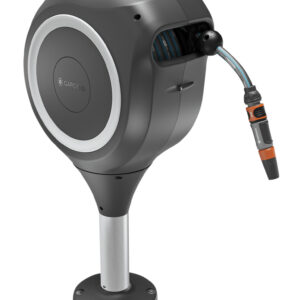 Terrassen-Schlauchbox RollUp S, 15m Schlauch, weiß, automatisches Aufrollen