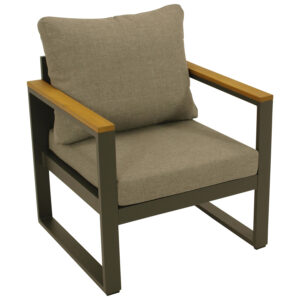 Diningsessel Aluminium anthrazit + Akazie, Polster grau