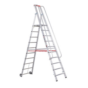 Euroline Alu-Stufenstehleiter mit großer Standplattform (Rutschhemmung R13) Nr. 32677 1x10
