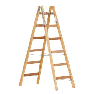 Euroline Holz-Sprossenstehleiter Nr. 10501 2x6 mit Eimerhaken