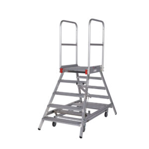 Euroline Mobile Podesttreppe / Podestleiter zweiseitig begehbar mit Zentralfeststellung* Nr. 51603 2x5 Stufen