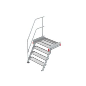 Euroline Podesttreppe 60 Grad, 1000 mm Stufenbreite 1 Treppen-/Podestgeländer, Stufenausführung Stahl - Gitterrost  4 Stufen