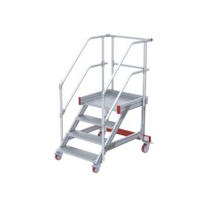 Das richtige Gewächshaus - problemlos und komfortabel 4 Euroline Wartungsbühne 45 Grad, 800 mm Stufenbreite, 2 Handläufe 3 Podestgel., Stufenausführung Alu – gerieft 4 Stufen