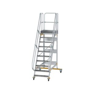 Günzburger Steigtechnik Plattformtreppe fahrbar 60° Stufenbreite 800 mm 10 Stufen